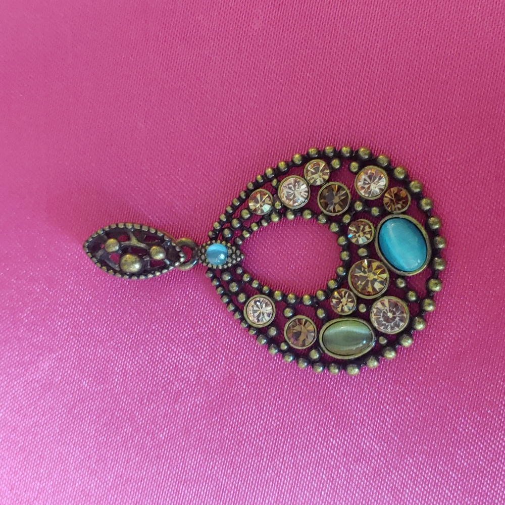 Lia Sophia "Into The Sunset" Antique Goldtone Slide w/Cut Crystals, NWOT